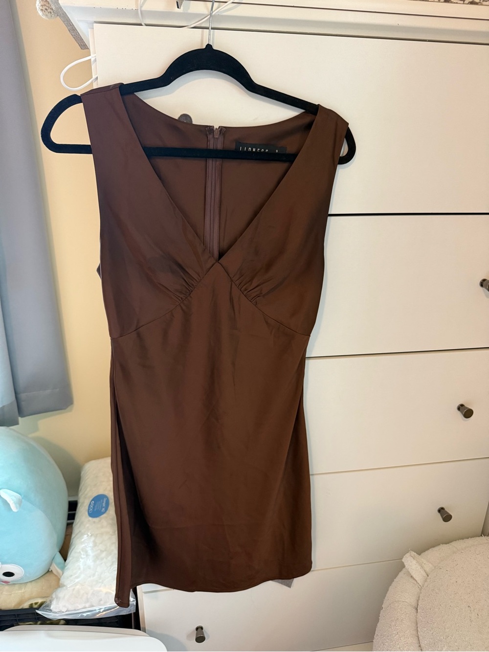 Lioness Brown Sleeveless V-Neck Mini Dress